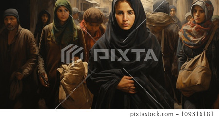 Civilian refugee affected from war and battle has no comeliness 109316181