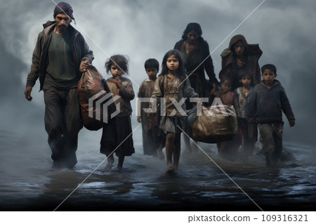 Civilian refugee affected from war and battle has no comeliness Civilian refugee affected from war and battle has no comeliness 109316321