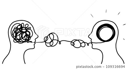 Doodle sketch style of humans head silhouette psycho therapy concept hand drawn illustration. 109316694