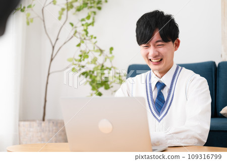 Young man wearing school uniform, student image Young man wearing school uniform, student image 109316799