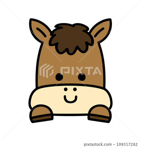 A cute horse that suddenly shows its face 109317282