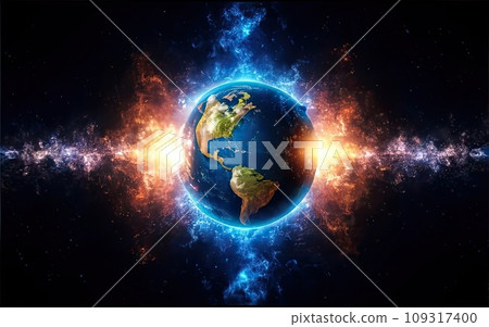 Planet Earth with global communication system and communication satellites  109317400