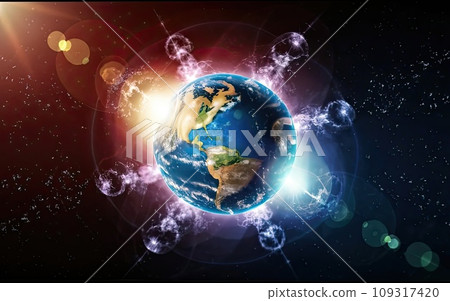 Planet Earth with global communication system and communication satellites  109317420