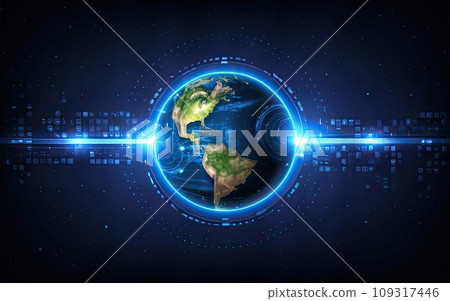 Planet Earth with global communication system and communication satellites  109317446