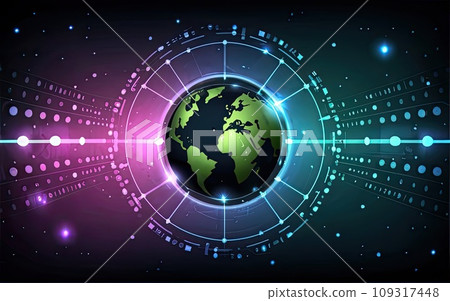 Planet Earth with global communication system and communication satellites  109317448
