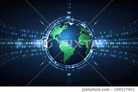 Planet Earth with global communication system and communication satellites  109317451