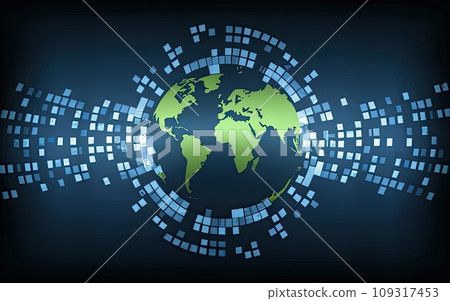 Planet Earth with global communication system and communication satellites  109317453