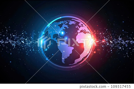 Planet Earth with global communication system and communication satellites  109317455