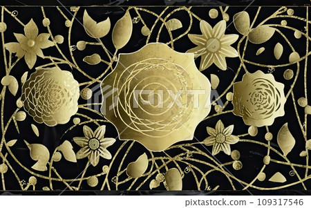 Japanese traditional gold foil floral texture background 109317546