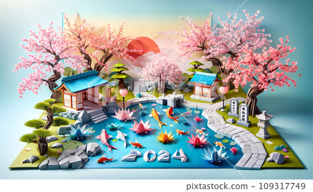 Origami Garden Elegance Welcoming 2024 109317749