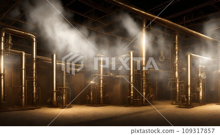 A factory with steam rising 109317857