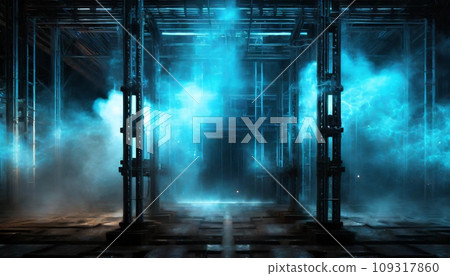 A factory at night with rising steam 109317860