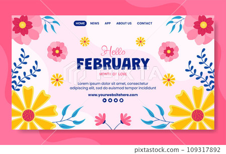 Hello February Social Media Landing Page Cartoon Hand Drawn Templates Background Illustration Hello February Social Media Landing Page Cartoon Hand Drawn Templates Background Illustration 109317892