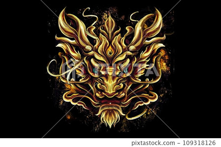 Japanese dragon face  109318126