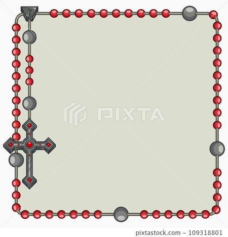 Photo frame with Catholic rosary 109318801