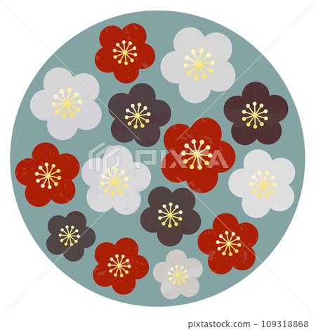 Red and white Japanese modern plum blossom (circular) 109318868