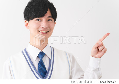 Young man wearing school uniform, student image 109319632