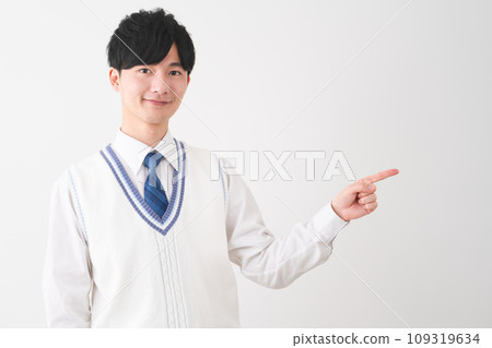 Young man wearing school uniform, student image 109319634
