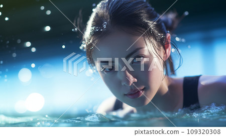 young asian woman swimming 109320308