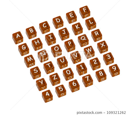 帶有字母和數字的顏色立方體 109321262