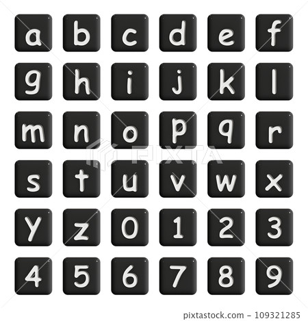 帶有字母和數字的黑色瓷磚 109321285