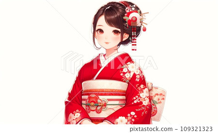 一件紅色和服的女孩 109321323