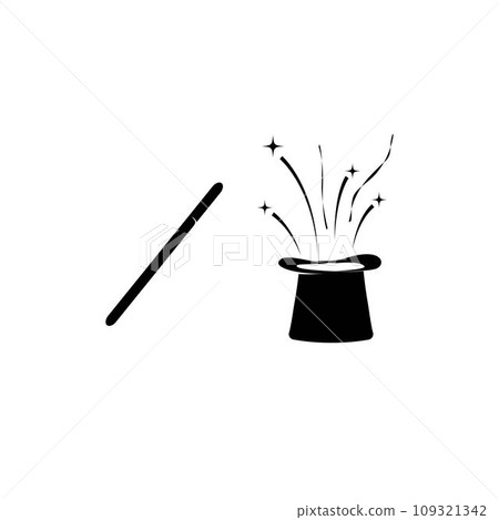 magic wand and magic hat logo illustration design magic wand and magic hat logo illustration design 109321342