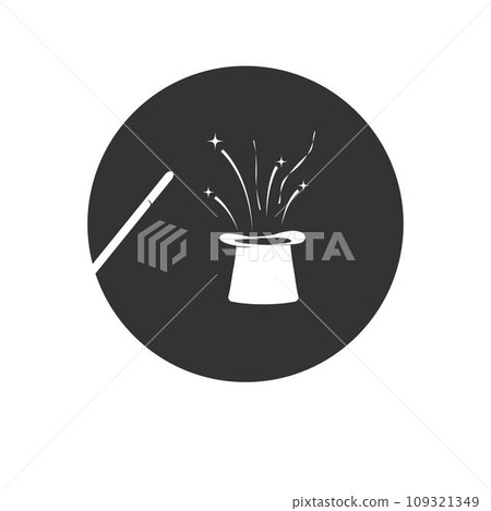 magic wand and magic hat logo illustration design 109321349