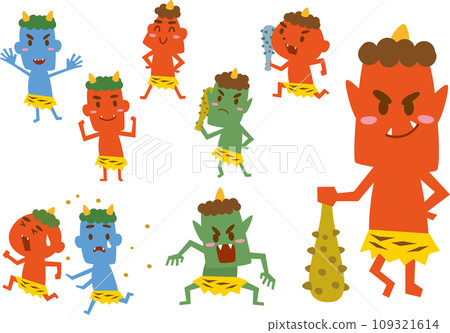 Cute demon illustration set 109321614