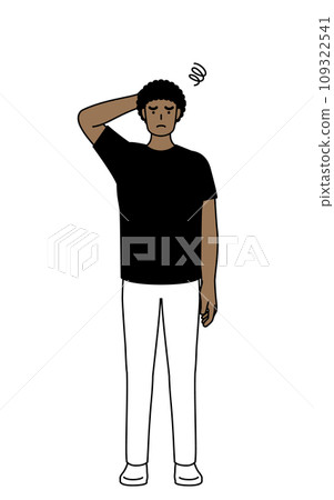 African man scratching his head in trouble 109322541