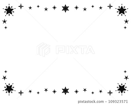 簡單可愛的黑色閃光框架與星星 簡單可愛的黑色閃光框架與星星 109323571