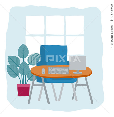 Office Business Scene Desk Computer Workstation Office Business Scene Desk Computer Workstation 109323696