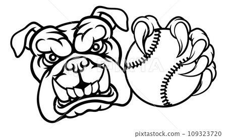 Bulldog Dog Softball Baseball Ball Sports Mascot Bulldog Dog Softball Baseball Ball Sports Mascot 109323720