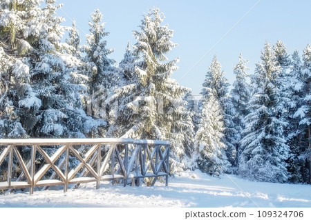 Ski resort Bansko, Bulgaria, winter bridge view Ski resort Bansko, Bulgaria, winter bridge view 109324706