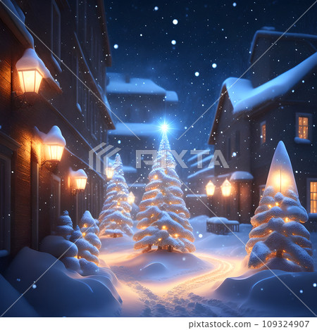 Glowing Christmas Lights in Snow christmas wallpaper 109324907