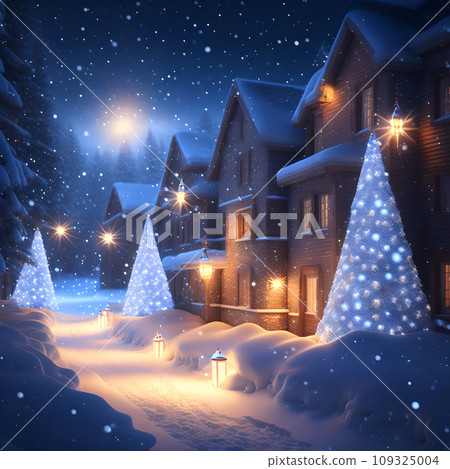 Glowing Christmas Lights in Snow christmas wallpaper 109325004
