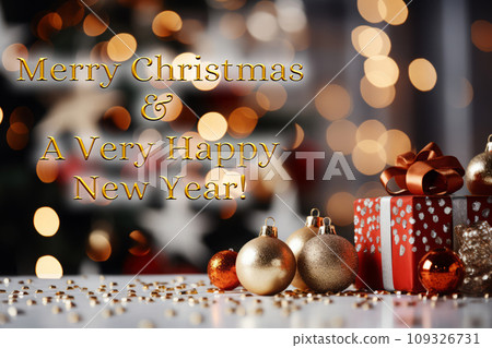 Christmas wishes with Christmas decoration background. Holiday and Christmas celebration concept. 109326731