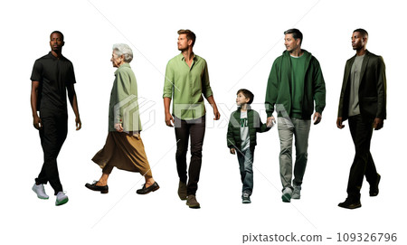 六位休閒男女站立人物：AI作品 109326796