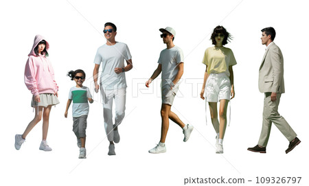 六位休閒男女站立人物：AI作品 109326797