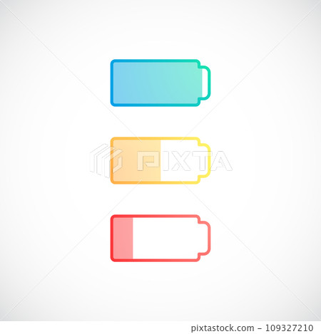 Set of battery with different level of charge. Set of battery with different level of charge. 109327210