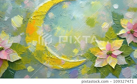 Poinsettia and crescent moon fairy tale - Stock Poinsettia and crescent moon fairy tale - Stock