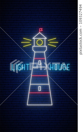 Lighthouse neon sign.  109327494