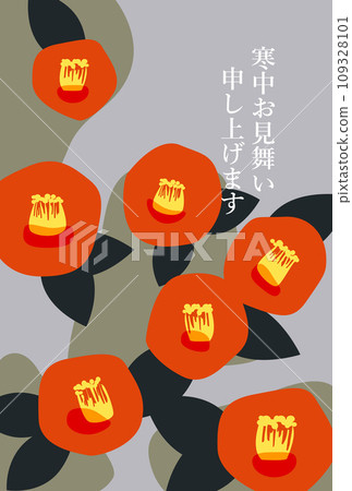 Camellia flower winter greetings illustration Camellia flower winter greetings illustration 109328101