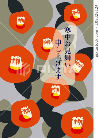 Camellia flower winter greetings illustration Camellia flower winter greetings illustration 109328124