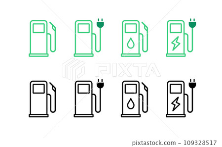 加油站和電動車充電圖標 加油站和電動車充電圖標 109328517