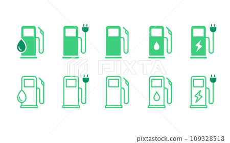 加油站和電動車充電圖標 加油站和電動車充電圖標 109328518