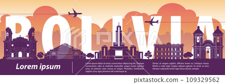 Bolivia famous landmark silhouette style,text within Bolivia famous landmark silhouette style,text within 109329562