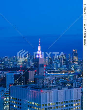 (Tokyo) Evening view of Tokyo cityscape from the observation deck of the Tokyo Metropolitan Government Building (Tokyo) Evening view of Tokyo cityscape from the observation deck of the Tokyo Metropolitan Government Building 109329811