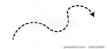 Dashed arrow set. Vector doodle dot line. Thin pointer arrows 109329864