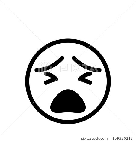 Tired emoticon icon face expression simple white background vector 109330215